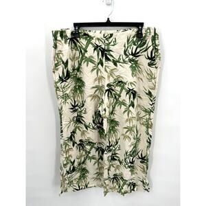 J. JILL Barley Linen Blend Palm Print Wide Leg Culotte Pants // L
